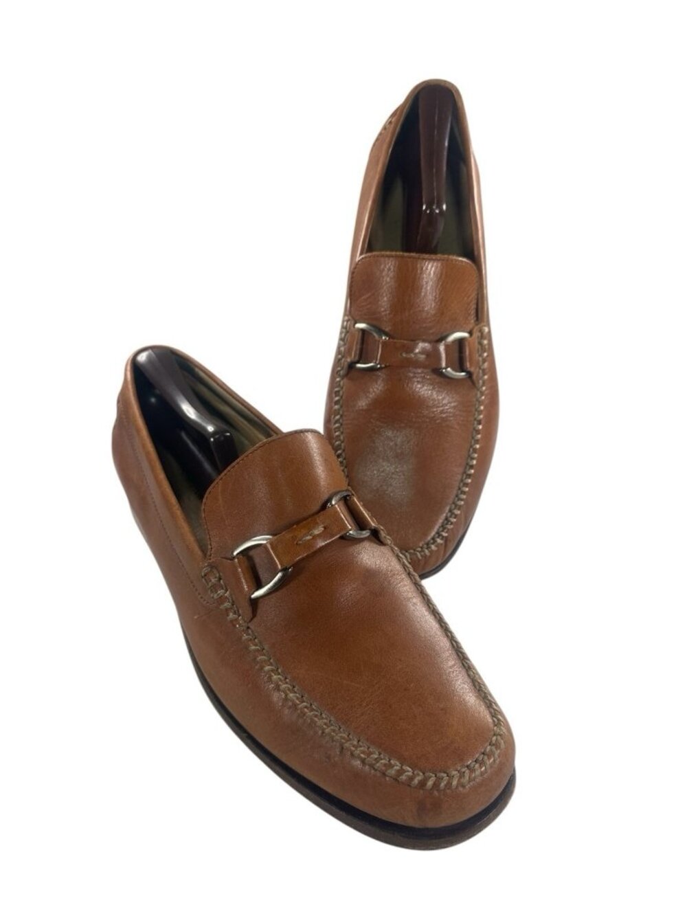 Johnston & Murphy Size 10M Brown Mens Leather  Slip On Driving Loafers